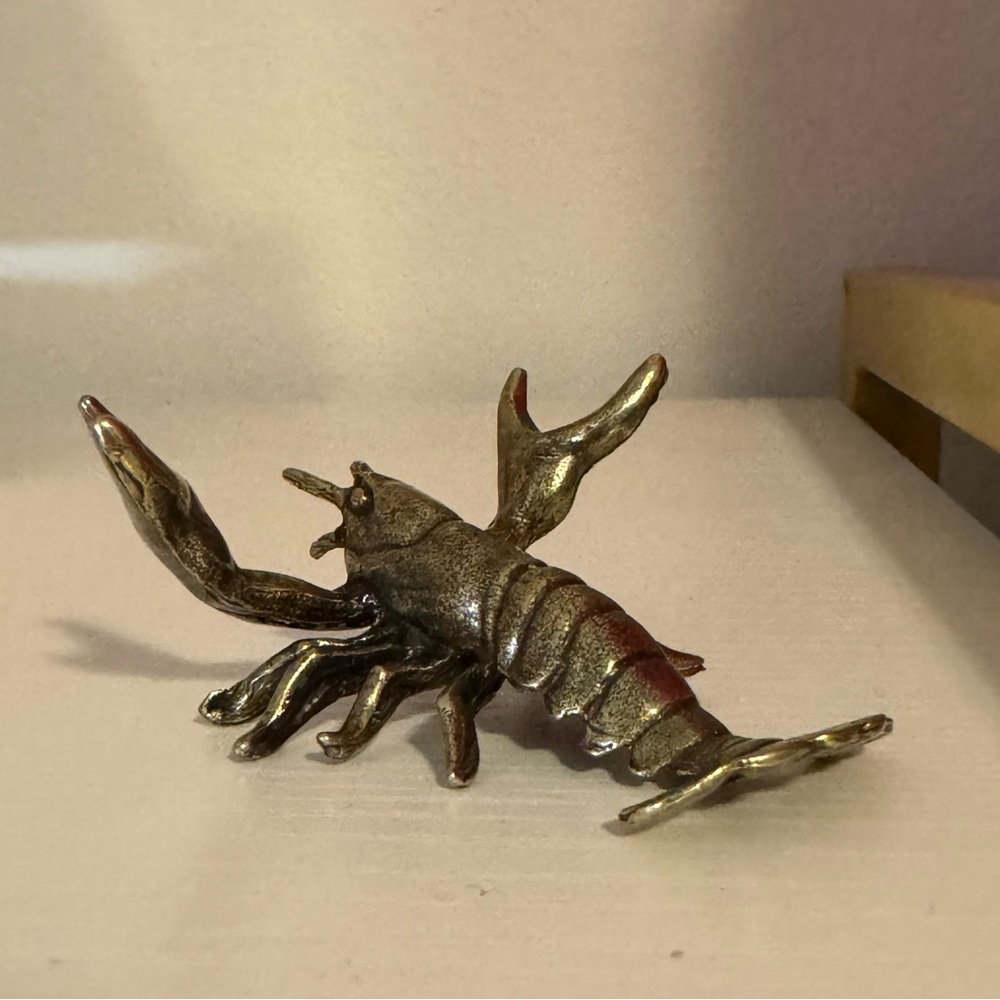 Brass Metal Decorative Crab Crawfish Pen Holder Desk Figurine - Picture 5 of 9